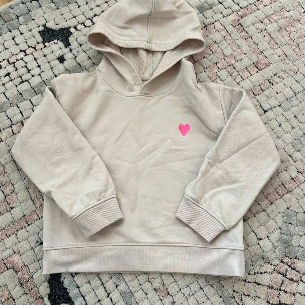 Cat & Jack Beige Hoodie with Pink Heart